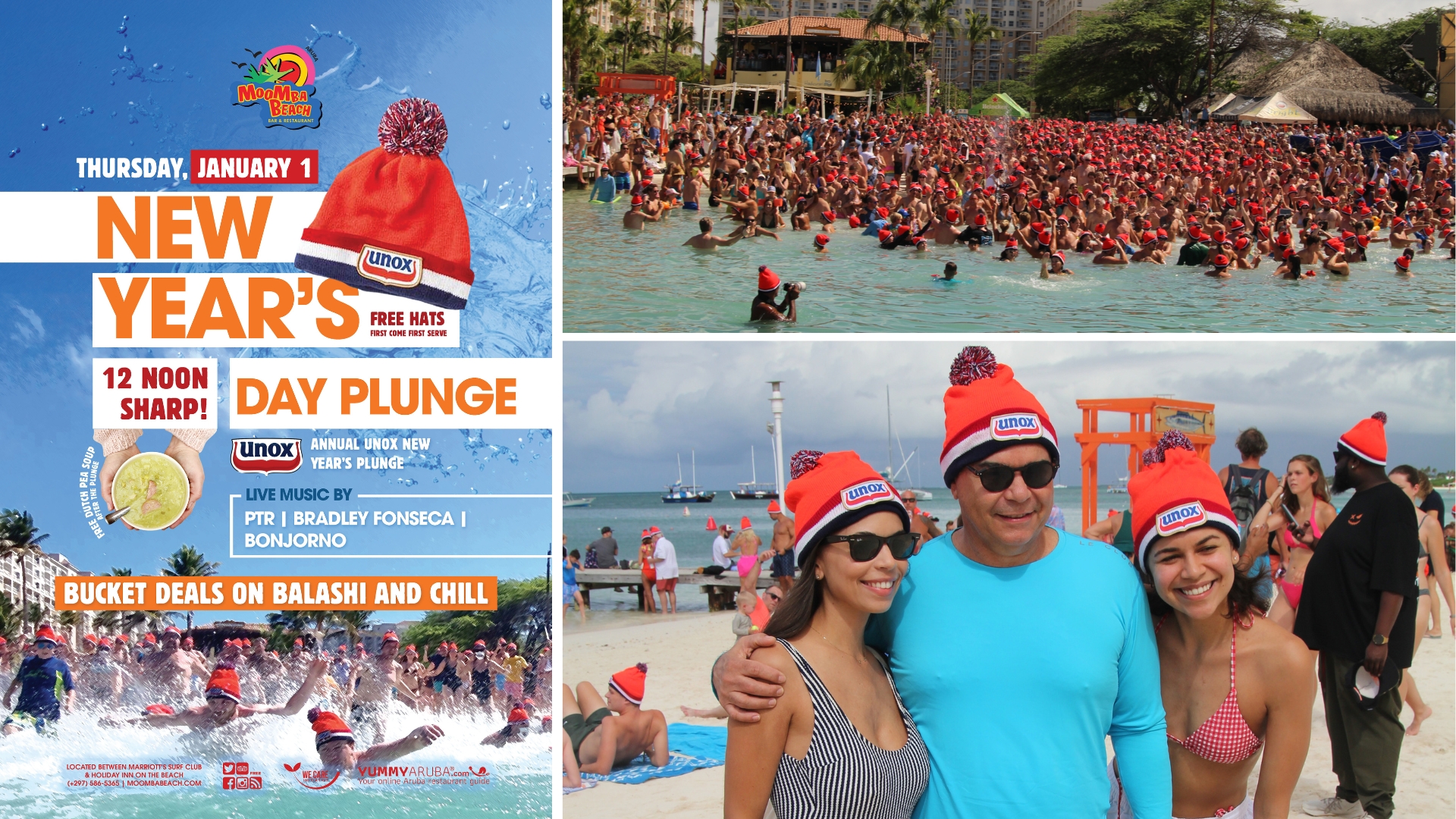 Aruba da la bienvenida al Año Nuevo con el tradicional Nieuwjaarsduik en MooMba Beach