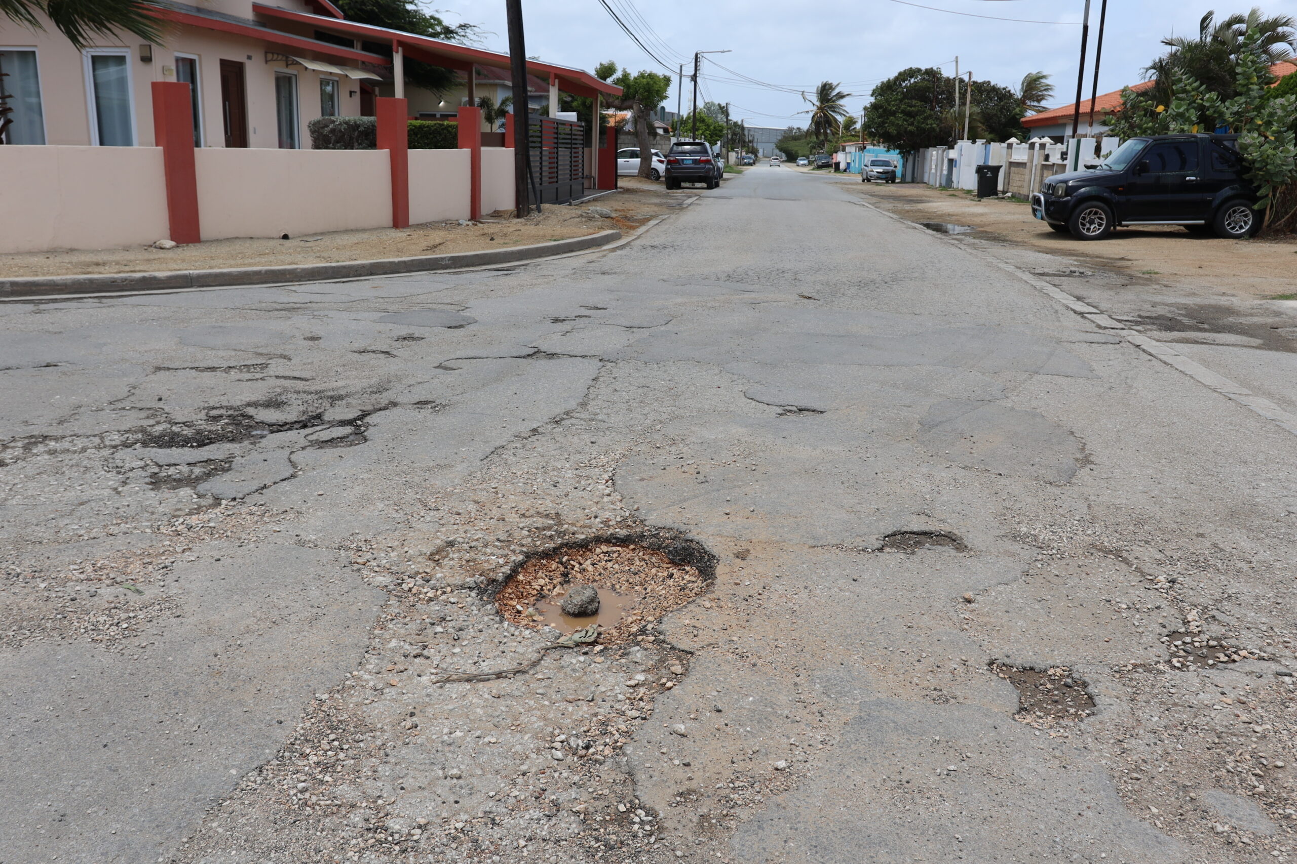 Heavy Rainfall Leaves Aruba's Roads Riddled With Large Potholes
