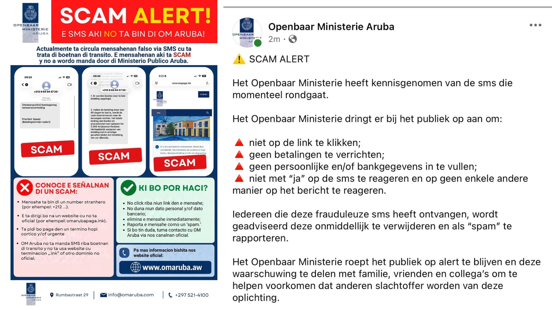 Aruba Public Prosecutor Warns of Fine Payment Scam
