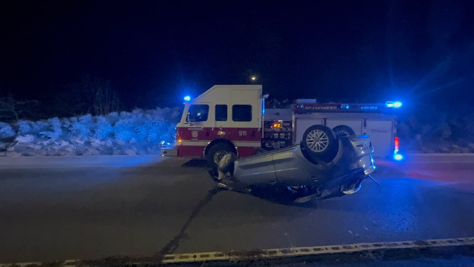 Car Rolls Over in Early Morning Crash on Watty Vos Boulevard
